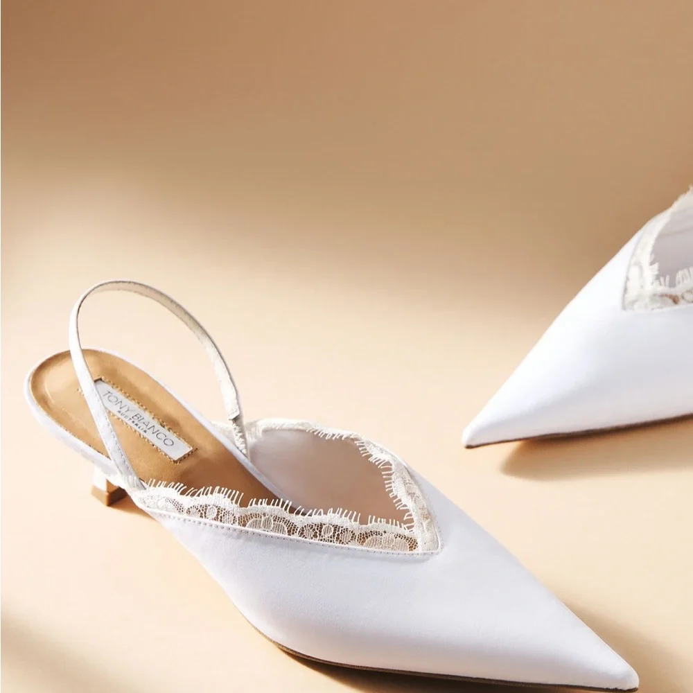 Tony Bianco Kenzie Slingback Kitten Heels White - Picture 1 of 5